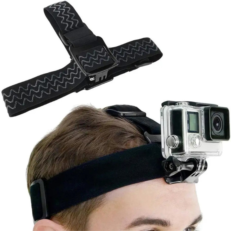 Support de caméra bandeau pour GoPro, sangle de tête élastique avec  mentonnière réglable compatible avec GoPro Hero 6/5/4/3+/3/2 :  : High-tech