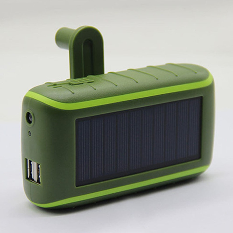 Batterie Externe Solaire Portable Étanche 12000 mAh avec 2 Ports USB et  Lampe Torche LED - Vert