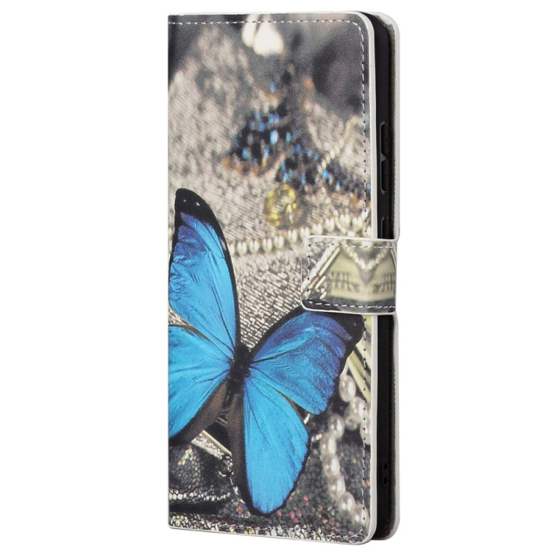 Housse Moto G62 5G Papillon Bleu