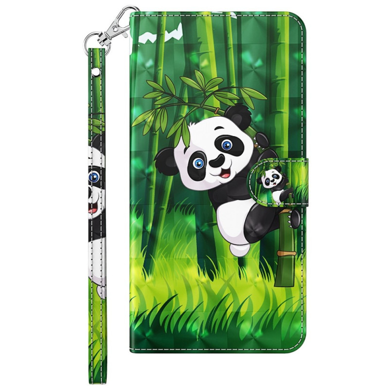 Housse Moto G62 5G Panda Bambou à Lanière