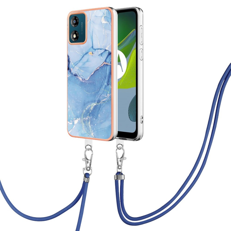 Coque Moto E13 à Cordon Style Marbre