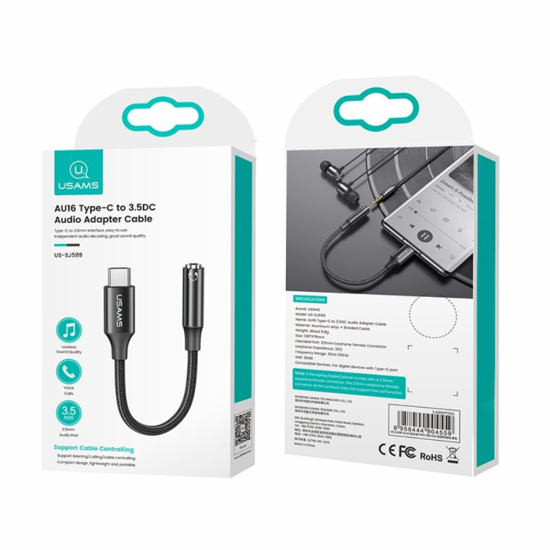 Adaptateur USB Type C vers Jack 3.5 mm Câble Audio Femelle Compact