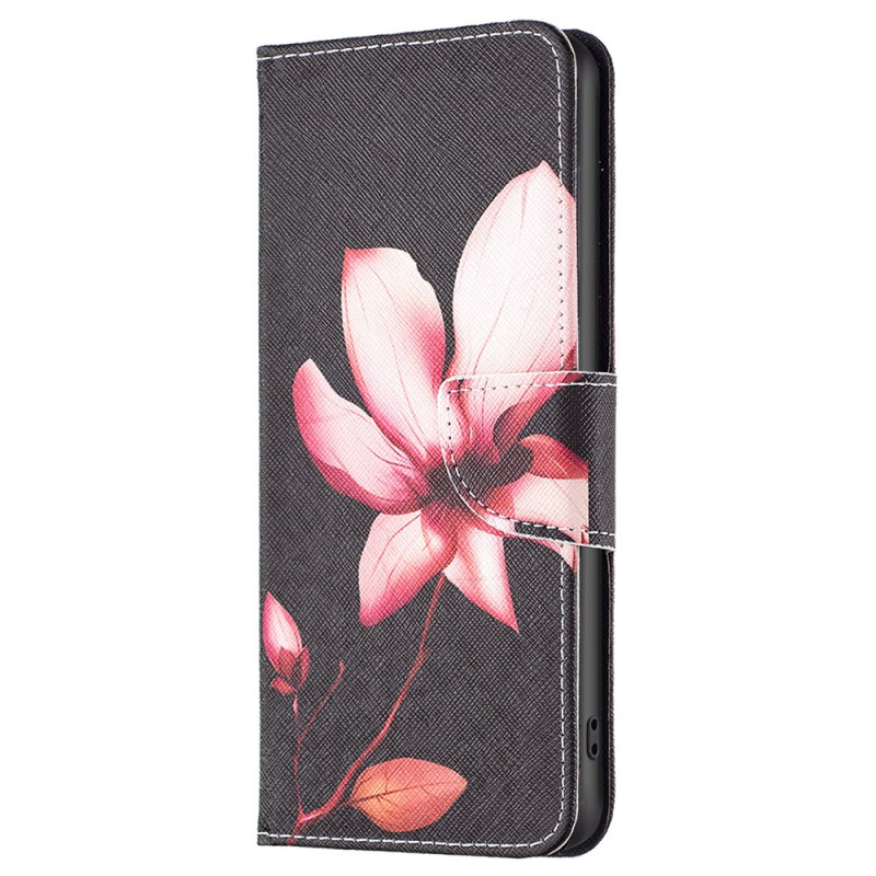 Housse Xiaomi Redmi 12 Fleur Rose sur Fond Noir