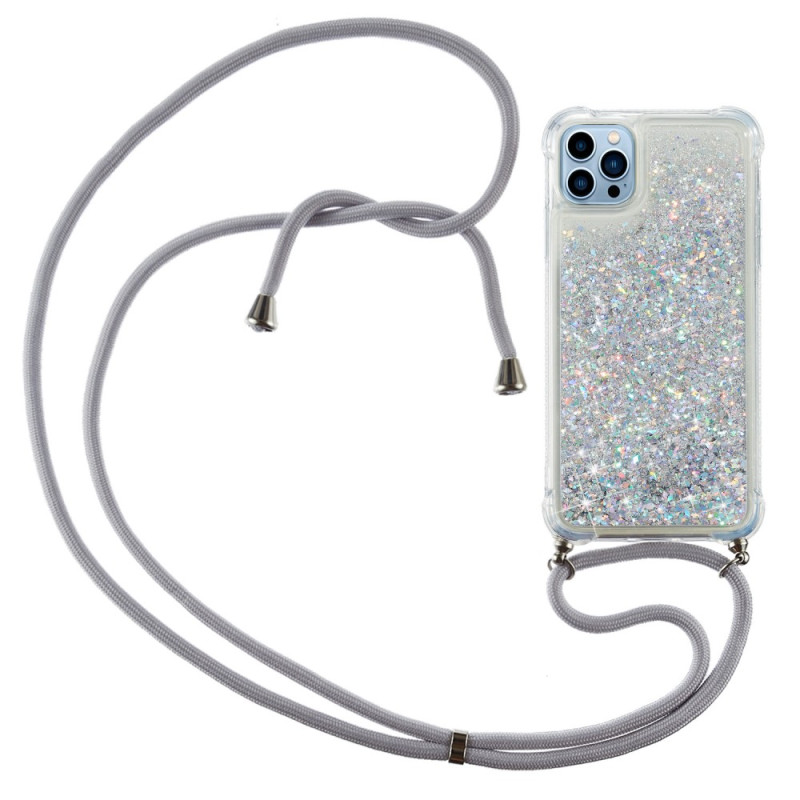 Coque iPhone 15 Pro à Cordon Paillettes