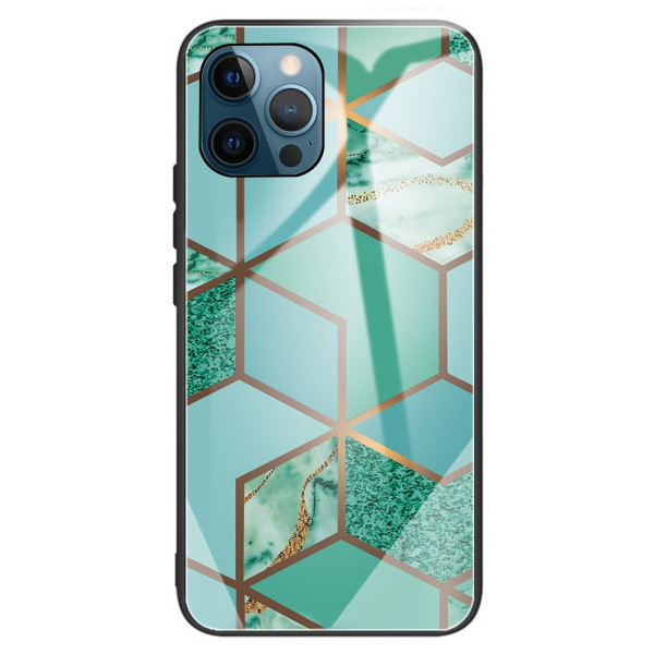 Coque iPhone 15 Pro Verre Trempé Marbre Géométrique