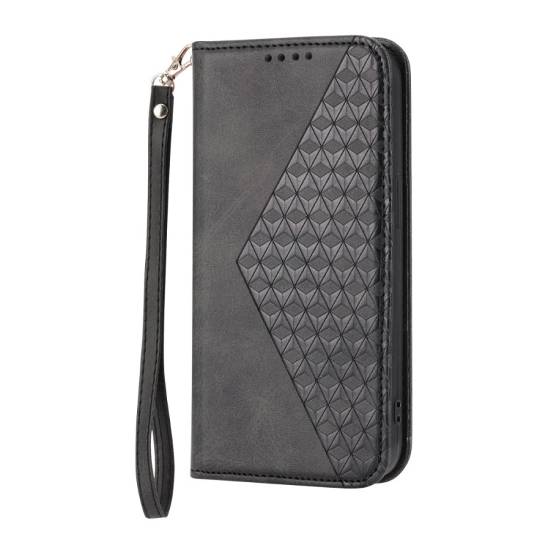 Flip Cover iPhone 15 Pro Max Cubes à Lanière