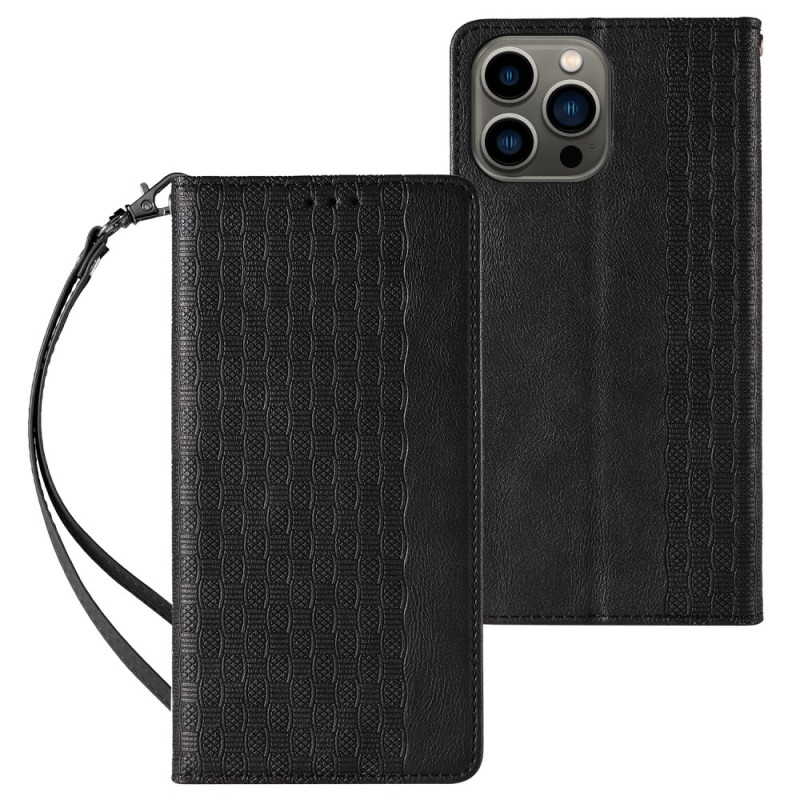 Flip Cover iPhone 15 Vintage Stylée à Lanière Flip Cover iPhone 15 Vintage Stylée à Lanière