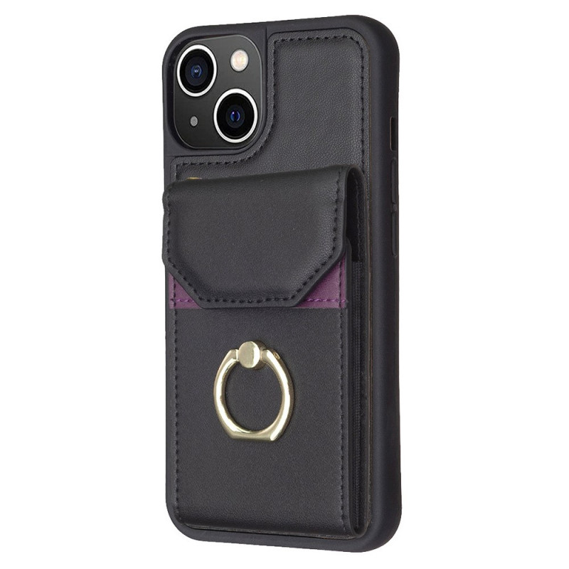 Coque iPhone 15 Anneau-Support et Porte-Cartes à Soufflet