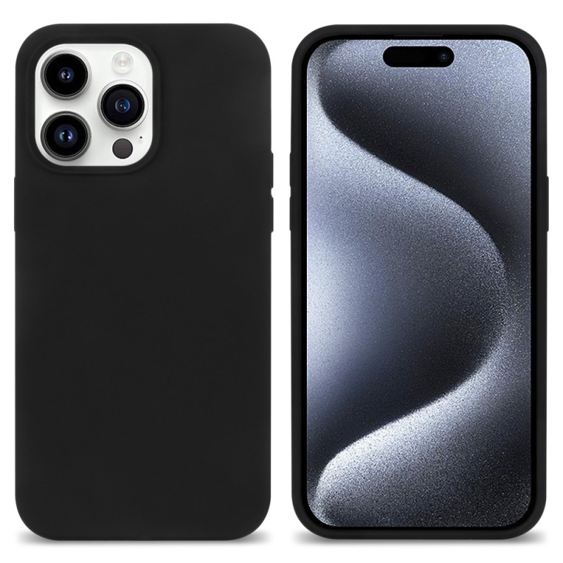 Coque pour iPhone 15 Pro - Silicone Liquide Noir + 2 Verres