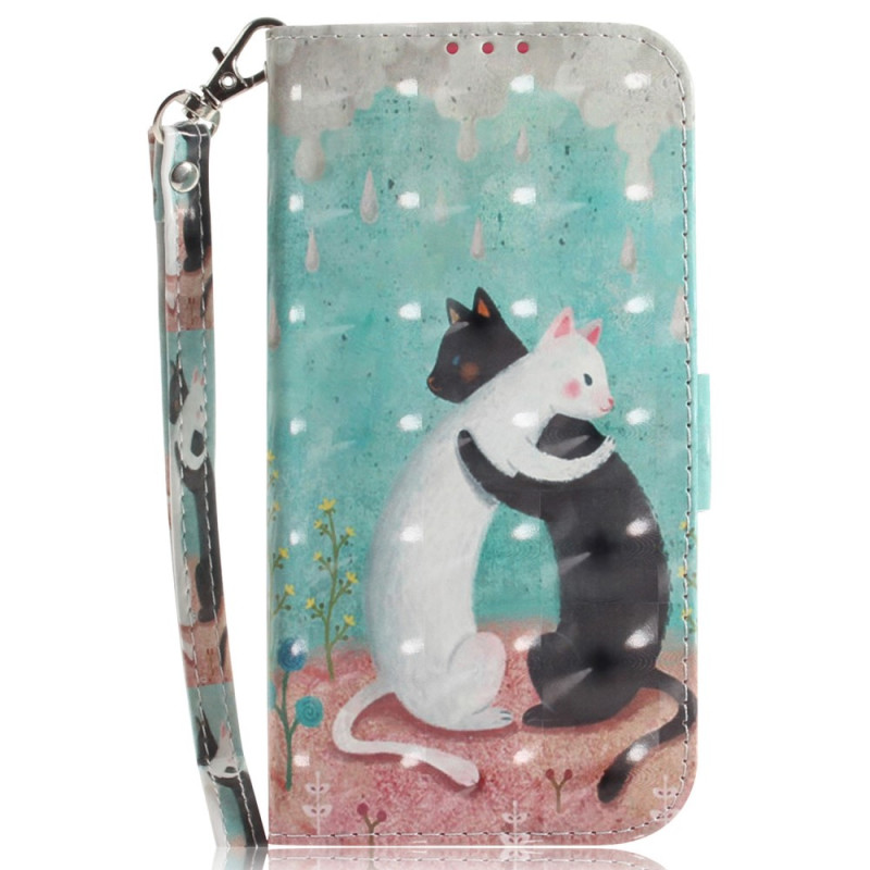 Housse Google Pixel 8 Chat Noir Chat Blanc à Lanière Housse Google Pixel 8 Chat Noir Chat Blanc à Lanière