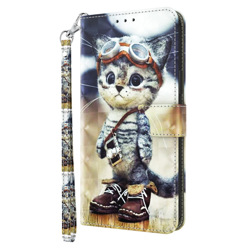 Housse Google Pixel 8 Chat Aviateur à Lanière Housse Google Pixel 8 Chat Aviateur à Lanière