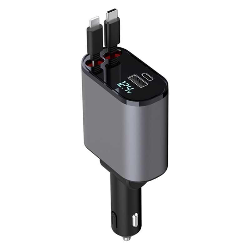 Chargeur pour Voiture avec Câbles Rétractables