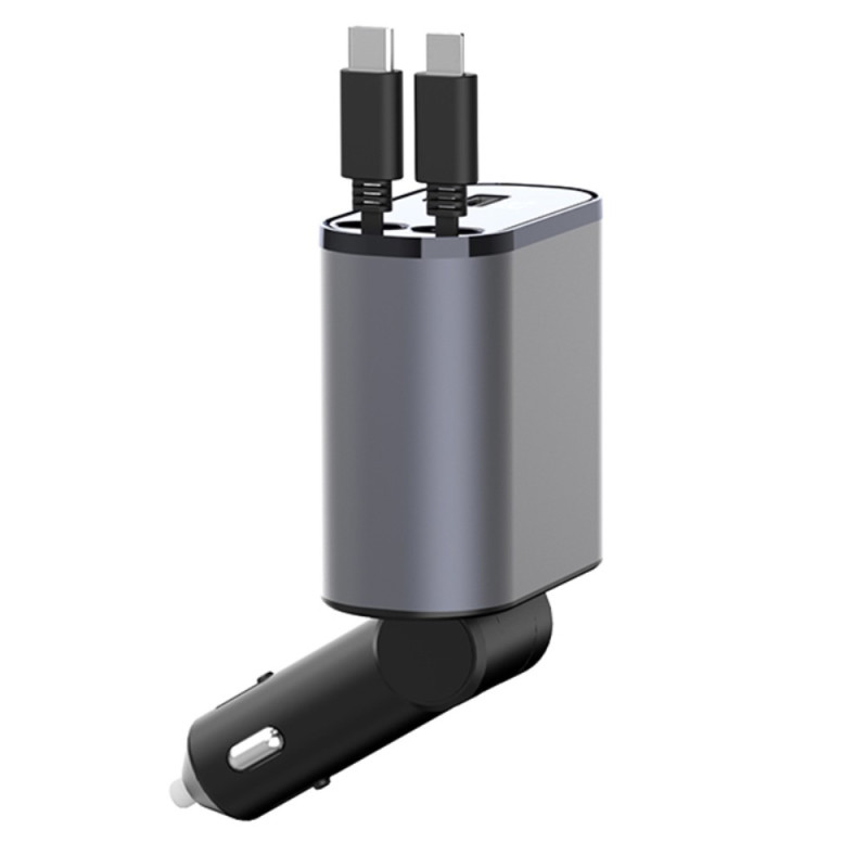 Adaptateur USB-C Vers Allume-cigare 12V Voiture - Tension Réglable 9V/12V/15V/20V + Voltmètre LED