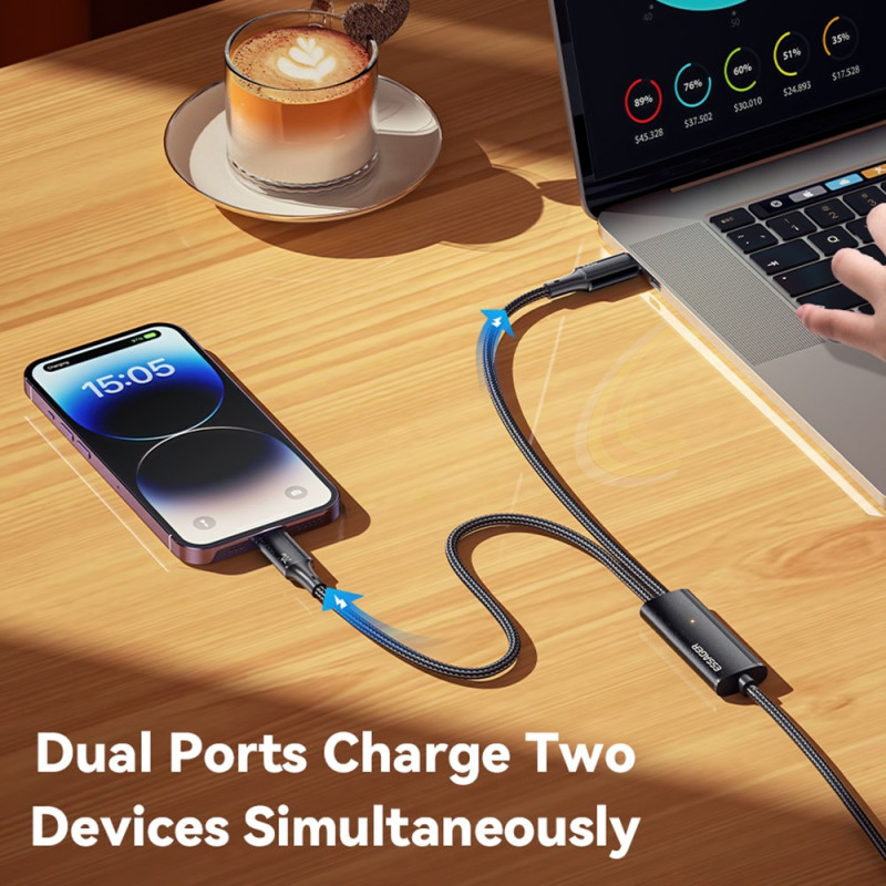 Câble de Charge ESSAGER Multi-Embouts USB-C et Lightning - Ma Coque