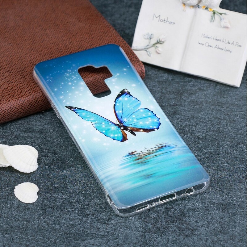 Coque Samsung Galaxy S9 Papillon Bleu Fluorescente
