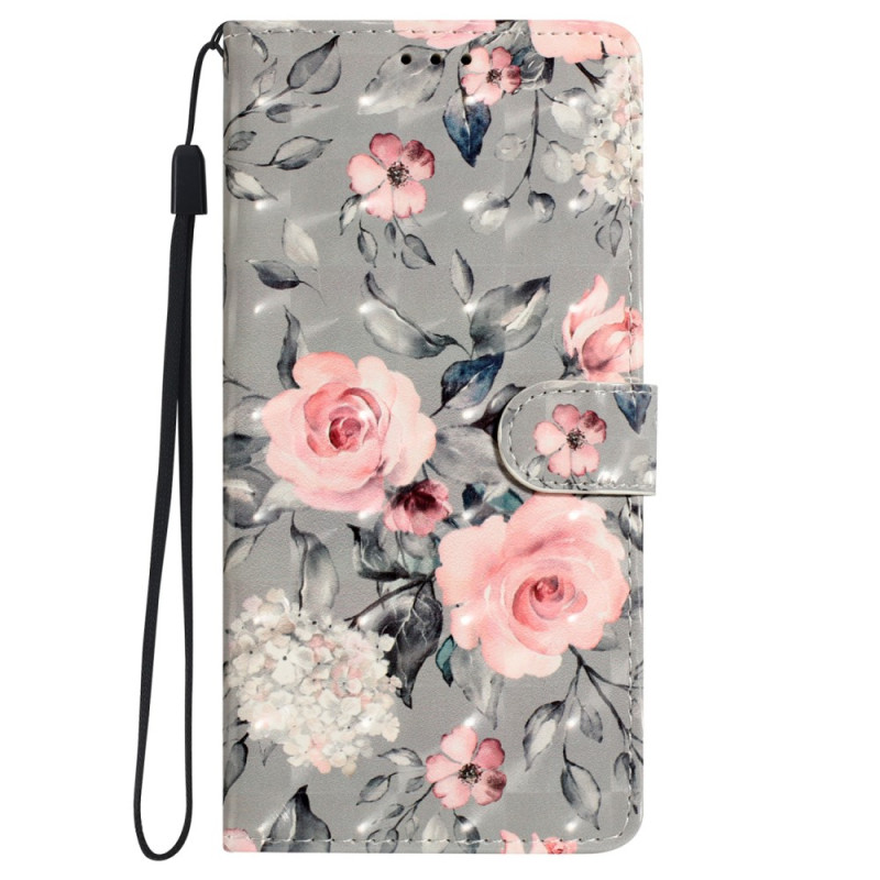 Housse Moto G82 5G / G52 Roses à Lanière