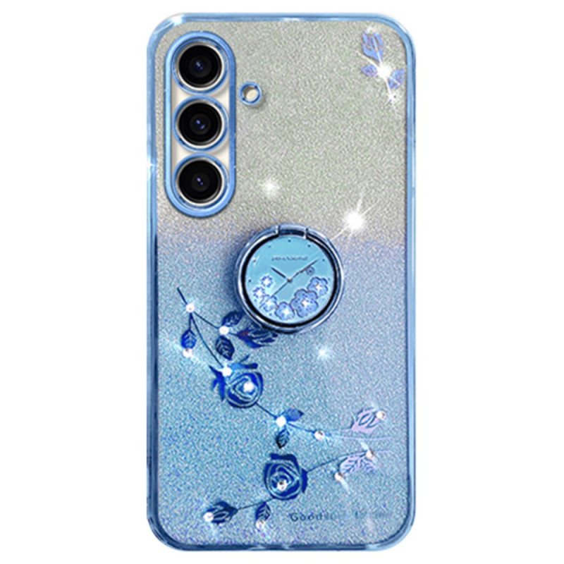 Coque Samsung Galaxy S23 FE Paillettes Colorées Anneau-Support