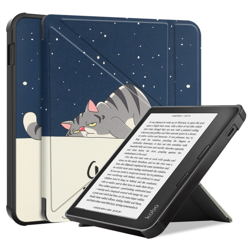 Smart Case Kobo Libra 2 Origami Chat Dormeur - Ma Coque