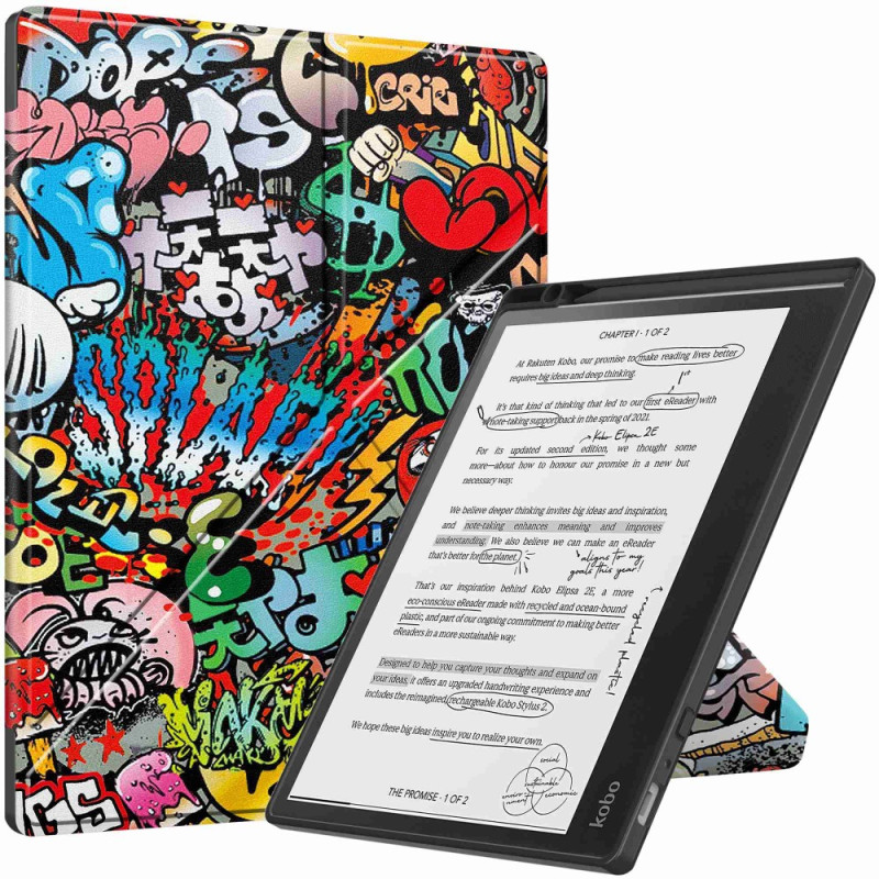 Smart Case Kobo Elipsa 2E Origami Graffiti Fun