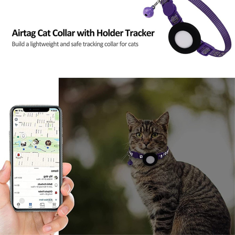 Collier pour animal de compagnie avec étui pour traqueur AirTag