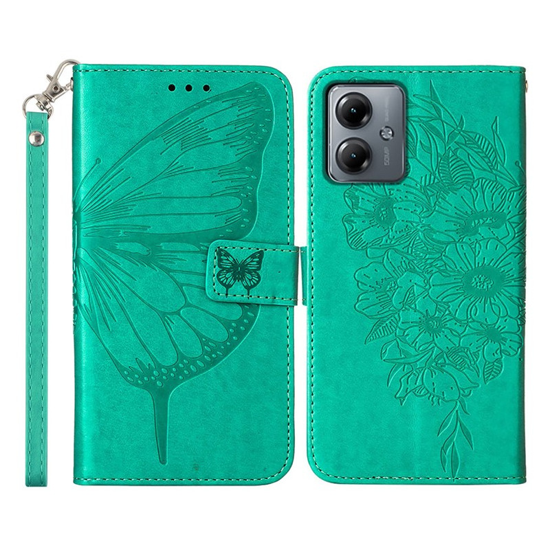 Housse Moto G14 Papillon Baroque à Lanière