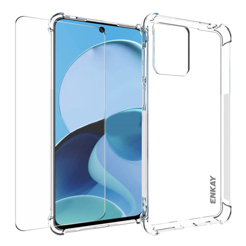 Coque Moto G14 Transparente avec Film d'Écran ENKAY