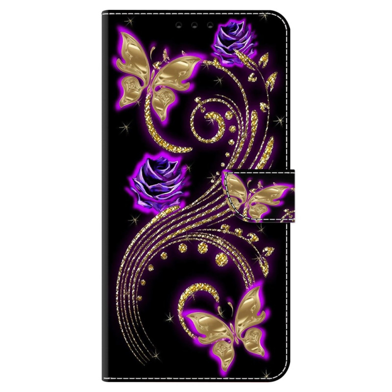 Housse Samsung Galaxy S24 5G Fleurs Violettes et Papillons