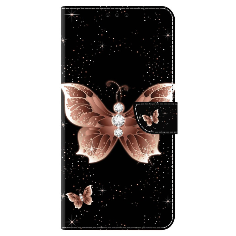 Housse Samsung Galaxy S24 5G Papillon Diamant Rose