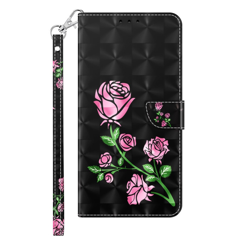 Housse Samsung Galaxy S24 5G Fleurs de Roses à Lanière