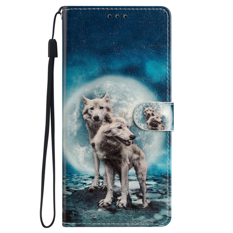 Housse Samsung Galaxy S24 5G Deux Loups à Lanière