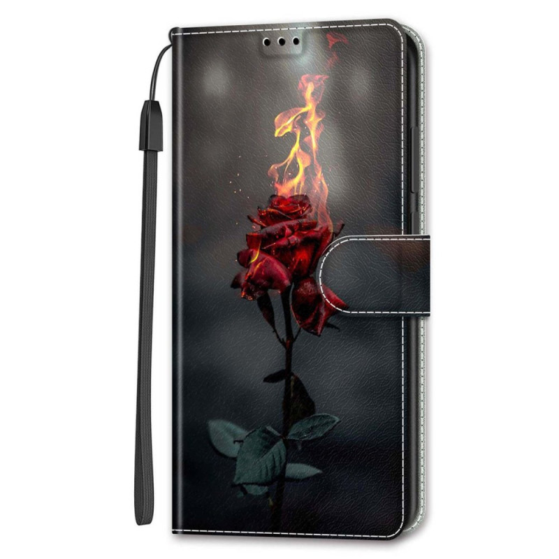 Housse Samsung Galaxy S24 5G Rose Feu à Lanière