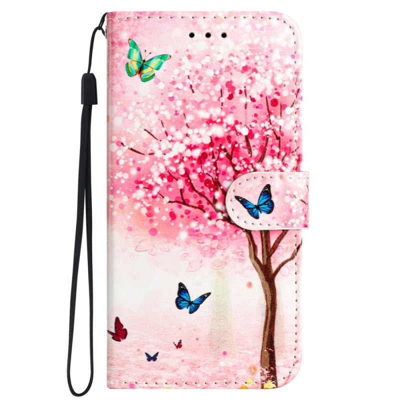 Housse Samsung Galaxy S24 5G Arbre de Cerisiers en Fleur à Lanière