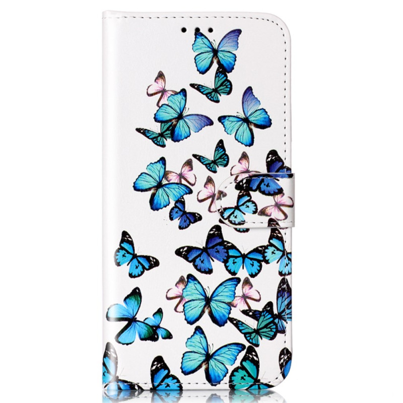 Housse Samsung Galaxy S24 5G Marbee et Papillons Bleus