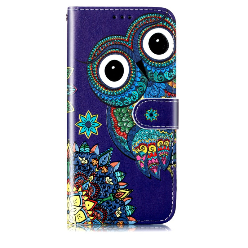 Housse Samsung Galaxy S24 5G Chouette Bleue à Lanière