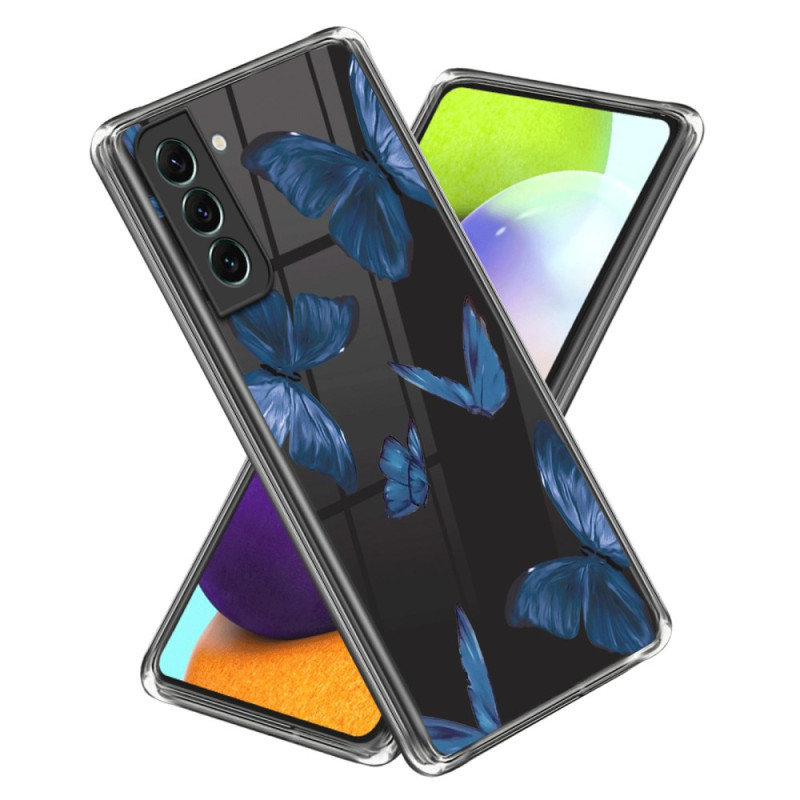 Coque Samsung Galaxy S24 5G Transparente Papillons bleus