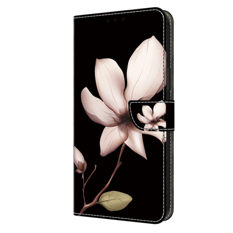 Housse Moto G84 5G Fleur Rose sur Fond Noir