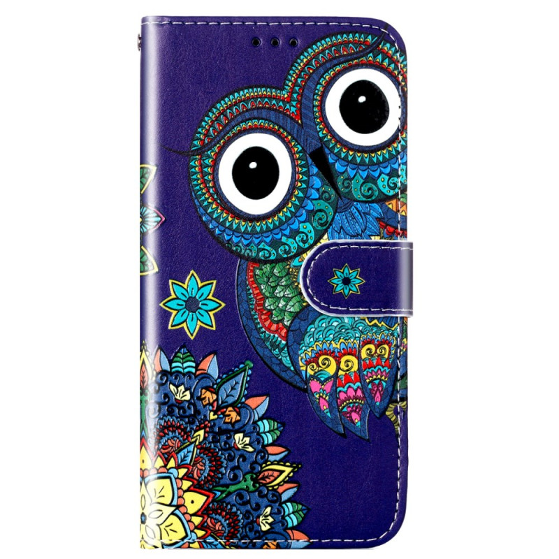 Housse  Moto G84 5G Hibou Bleu à Lanière