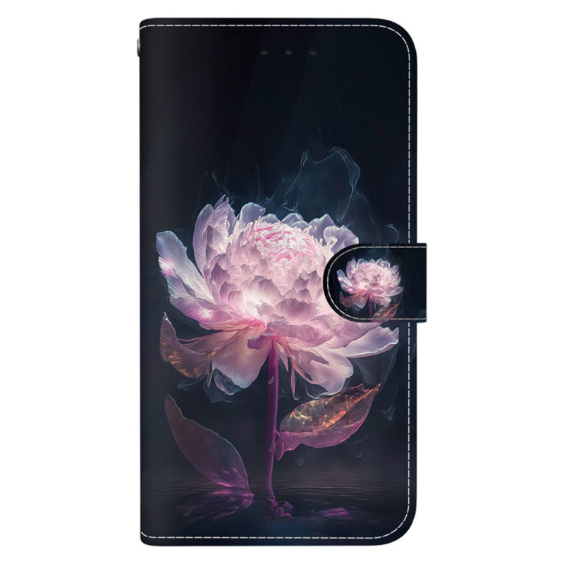 Housse Moto G84 5G Pivoine Pourpre à Lanière