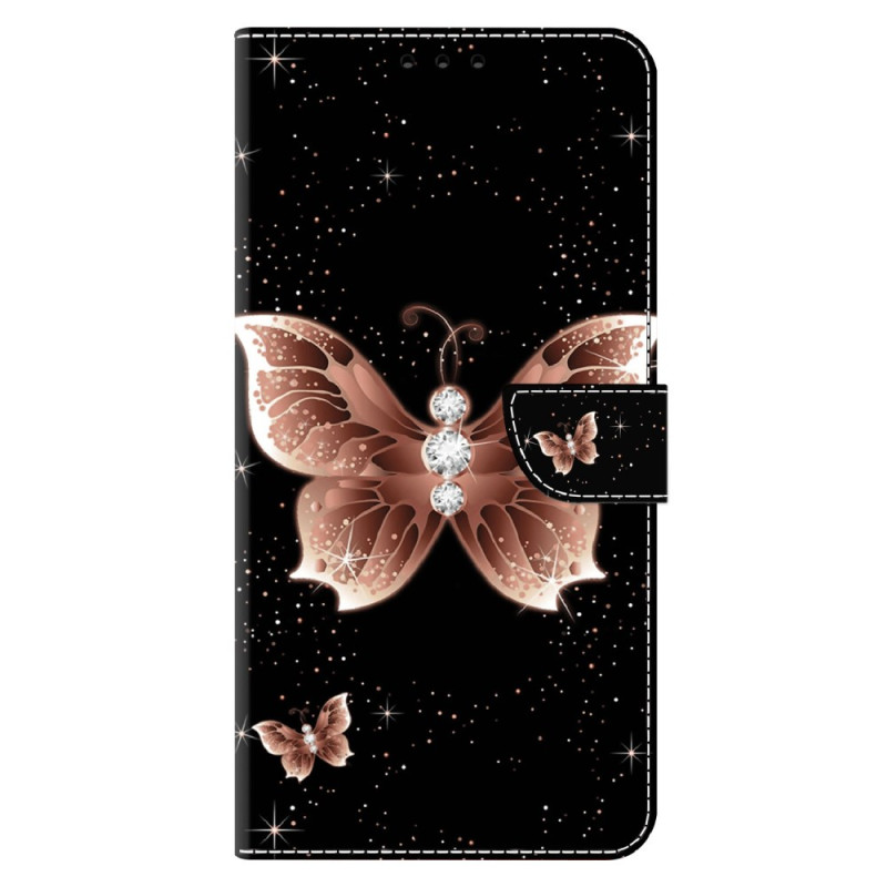 Housse Moto G54 5G Papillons Diamant Rose