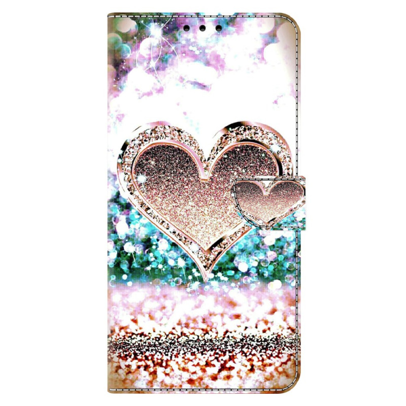 Housse Moto G54 5G Coeur en Diamant Rose