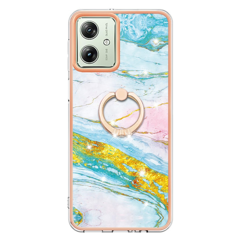 Coque Moto G54 5G Anneau-Support Marbre Coloré