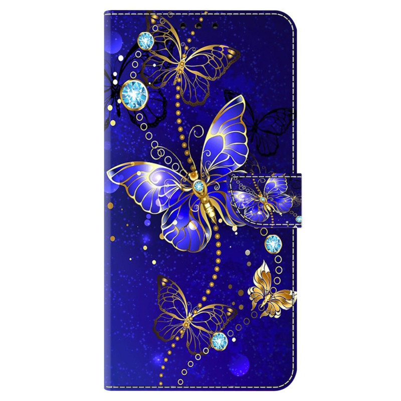 Housse Xiaomi Redmi 13C / Poco C65 Papillon en Diamants à Lanière