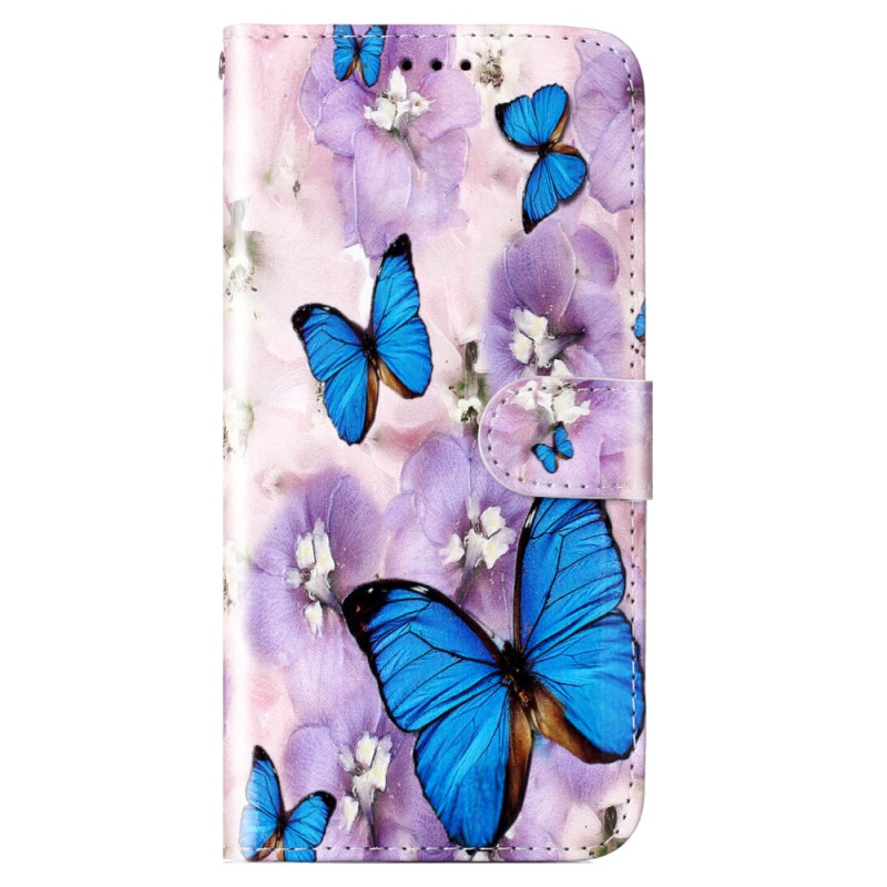 Housse Xiaomi Redmi 13C / Poco C65 Motif Fleurs et Papillons à Lanière