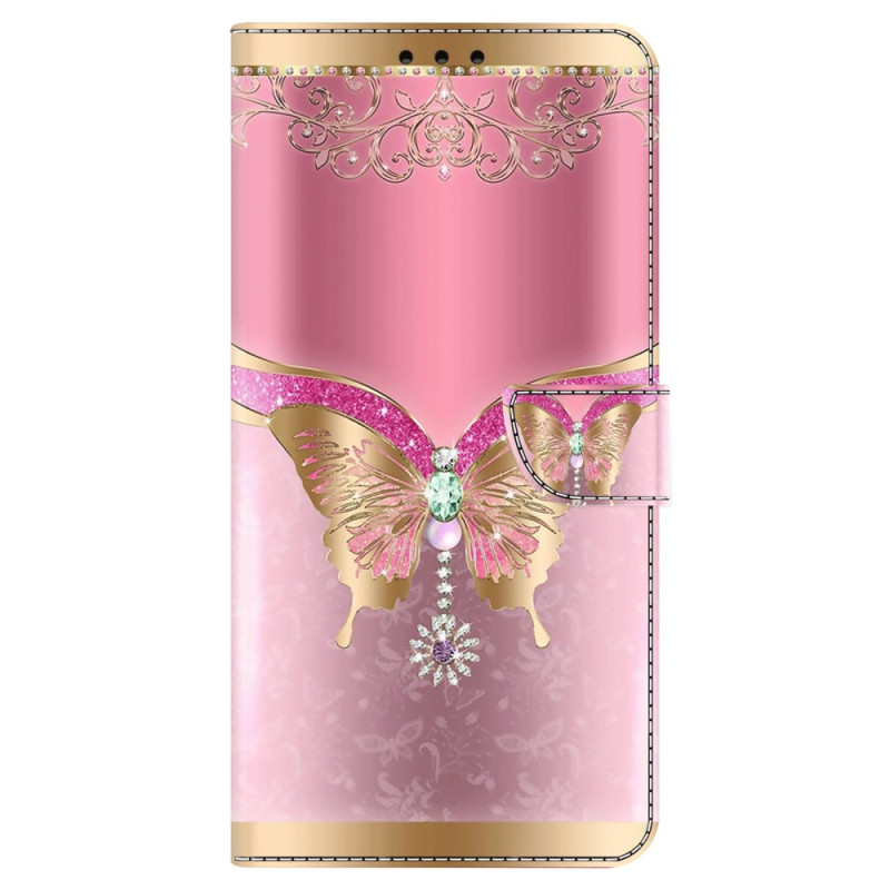 Housse Xiaomi Redmi 13C / Poco C65 Papillon Rose et Or