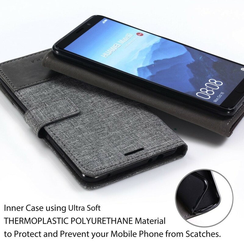 Housse Huawei Mate 10 Pro Muxma Tissu et Effet Cuir Housse Huawei Mate 10 Pro Muxma Tissu et Effet Cuir
