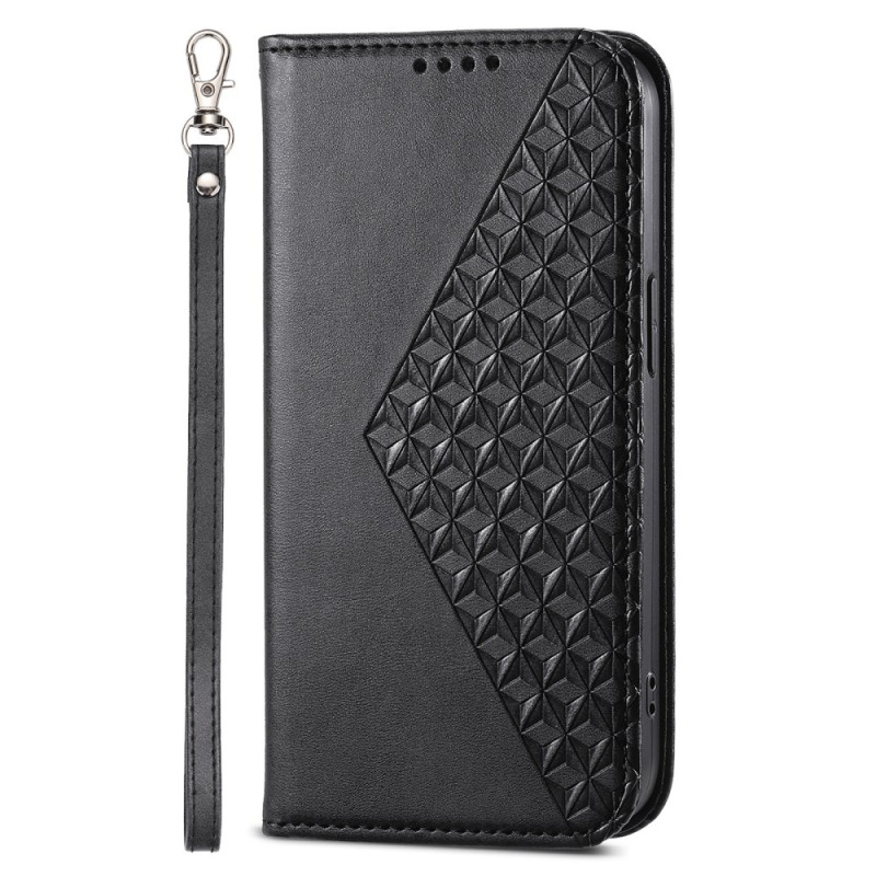 Flip Cover Xiaomi Redmi 13C / Poco C65 Motif de Losange à Lanière