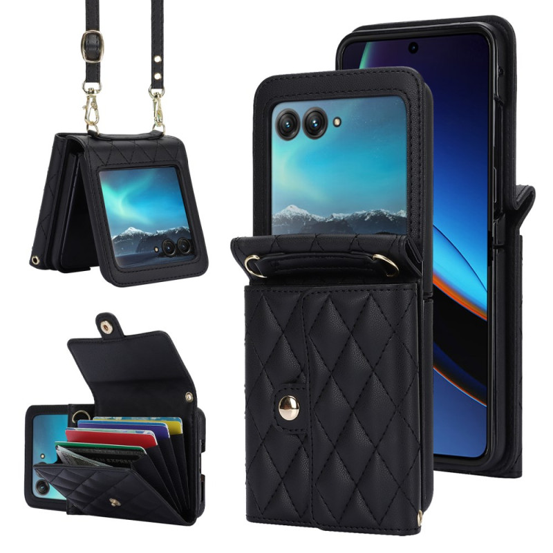 Coque Motorola Razr 40 Ultra avec Porte-Cartes et Bandoulière