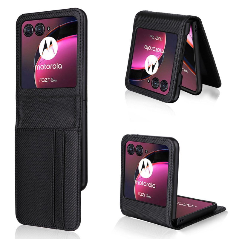 Coque Motorola Razr 40 Ultra Fibre Carbone Porte-Cartes