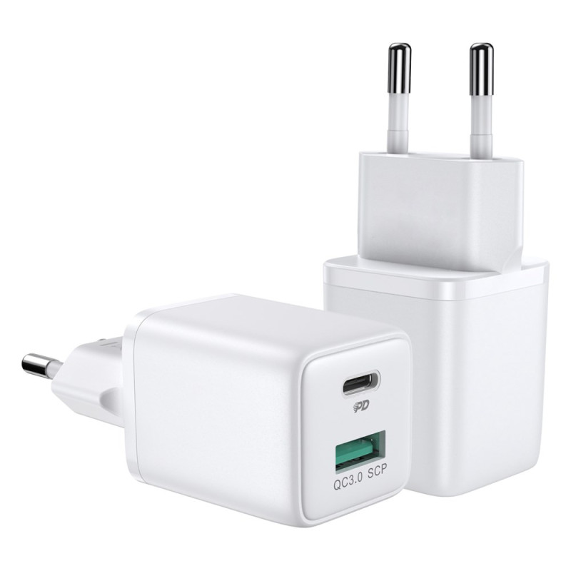 Mini Chargeur Rapide Intelligent avec Double Sorties Type-C+USB JOYROOM