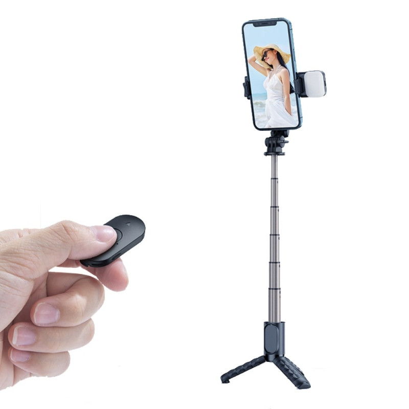 Bâton de Selfie Extensible avec Télécommande Bluetooth et Trépied avec Lumière de Remplissage MCDODO